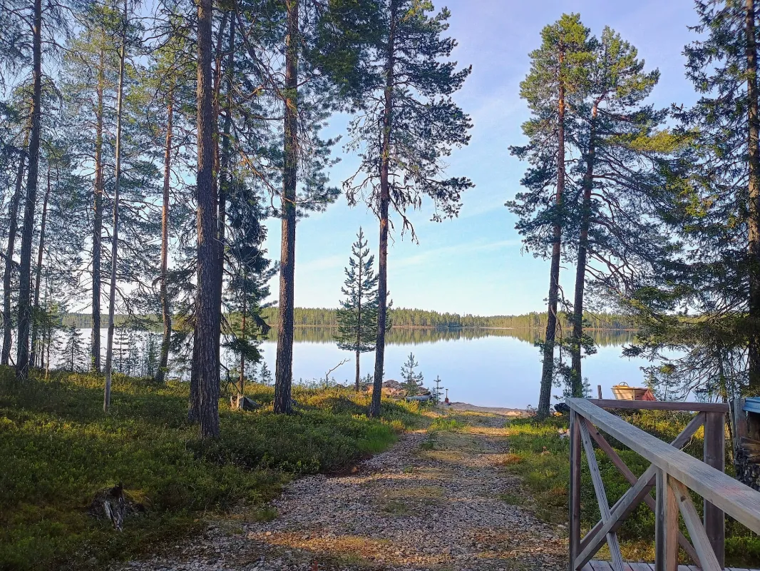 Polku järvelle ja laituri