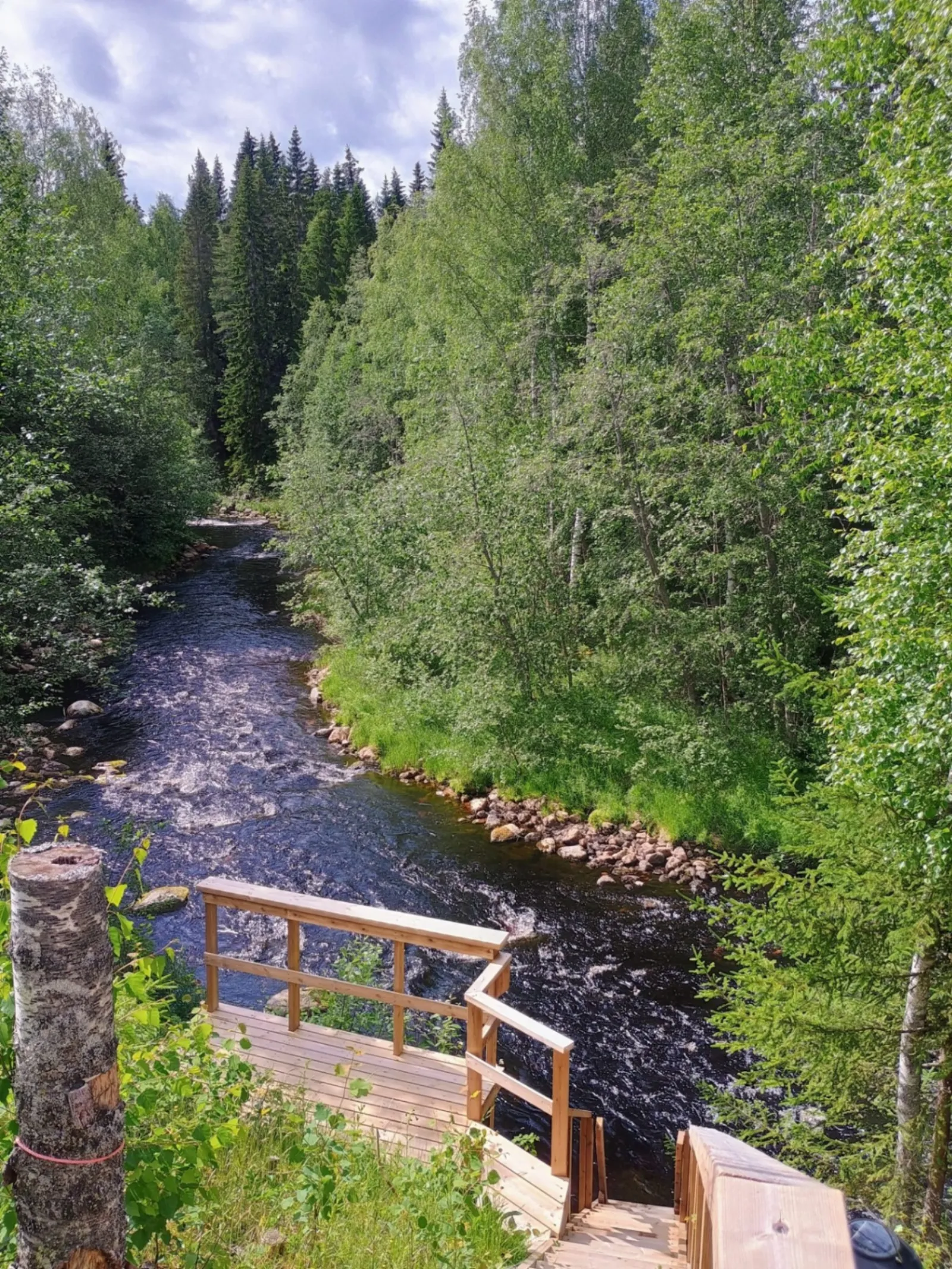 Koski erämökin rannalla Lieksassa